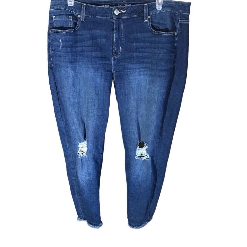 Lane Bryant skinny Jeans distressed SZ 20 Blue denim